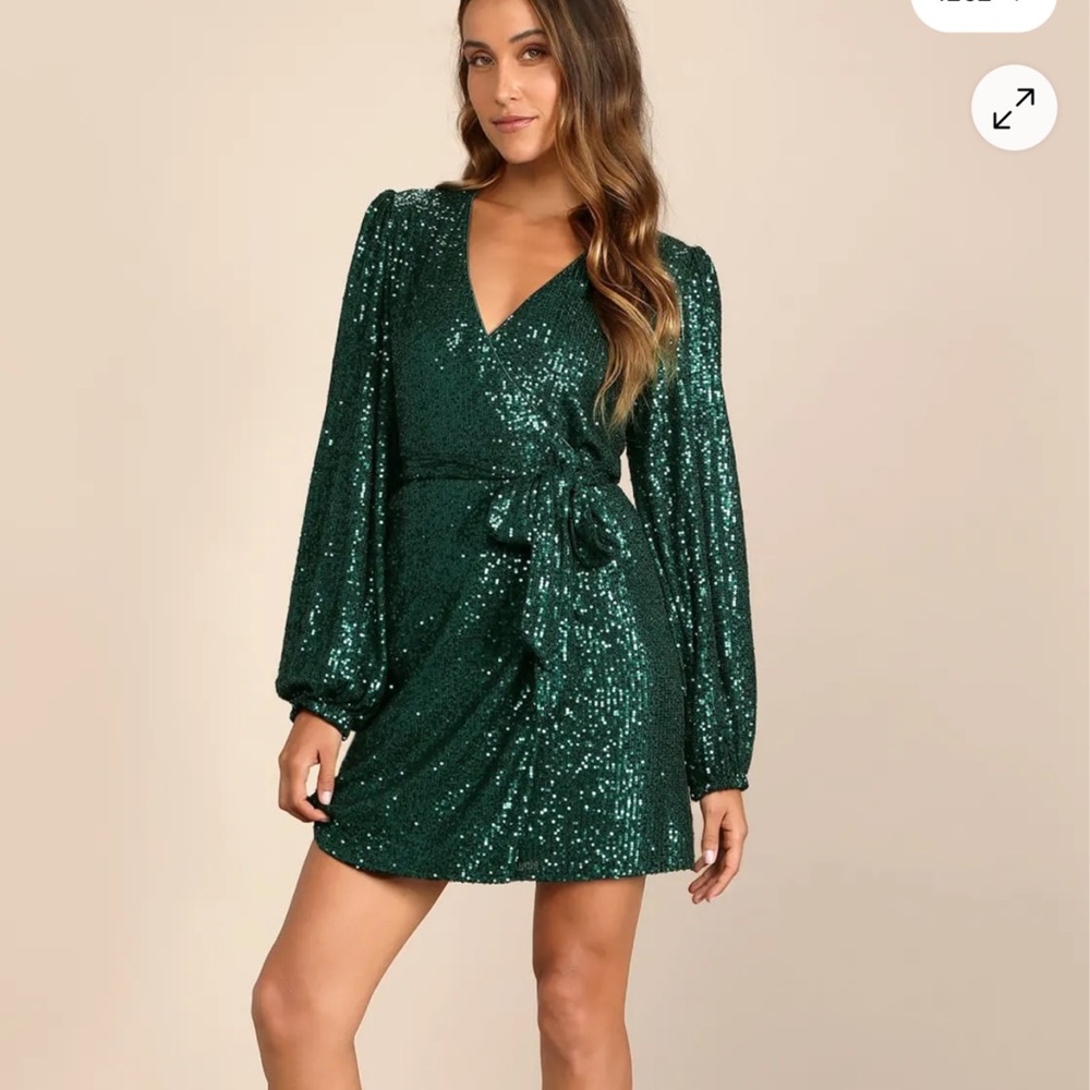 Lulu's Green Sequin Mini Dress